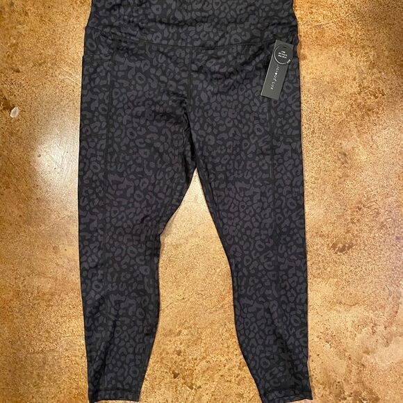 Yogalicious lux High rise‎ leopard black Side Pocket Ankle Leggings - Picture 10 of 10